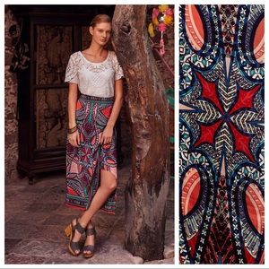 Anthro Maeve Geoda Wrap Silk Long Skirt Pattern
